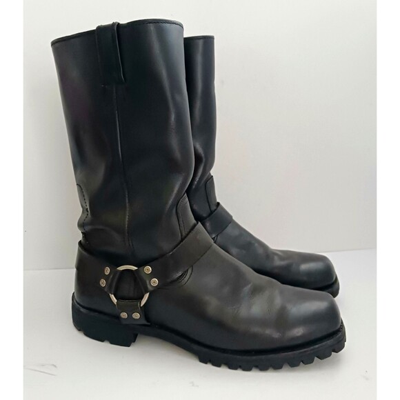 Harley Davidson Hustin 95354 Blk Leather Harness Moto Boot Square Toe  US12 - Picture 13 of 14